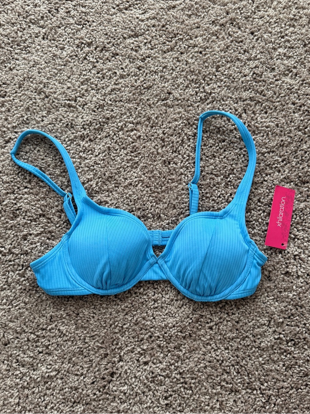 Xhilaration Bright Blue Ribbed Bikini Top - Picture 1 of 4